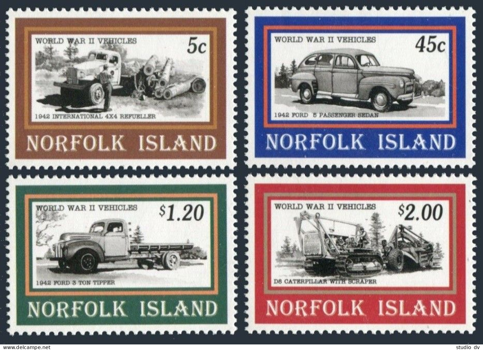Norfolk 581-584, MNH. Mi 589-592. World War II Victory, 50th Ann.1995. Vehicles. - Isola Norfolk