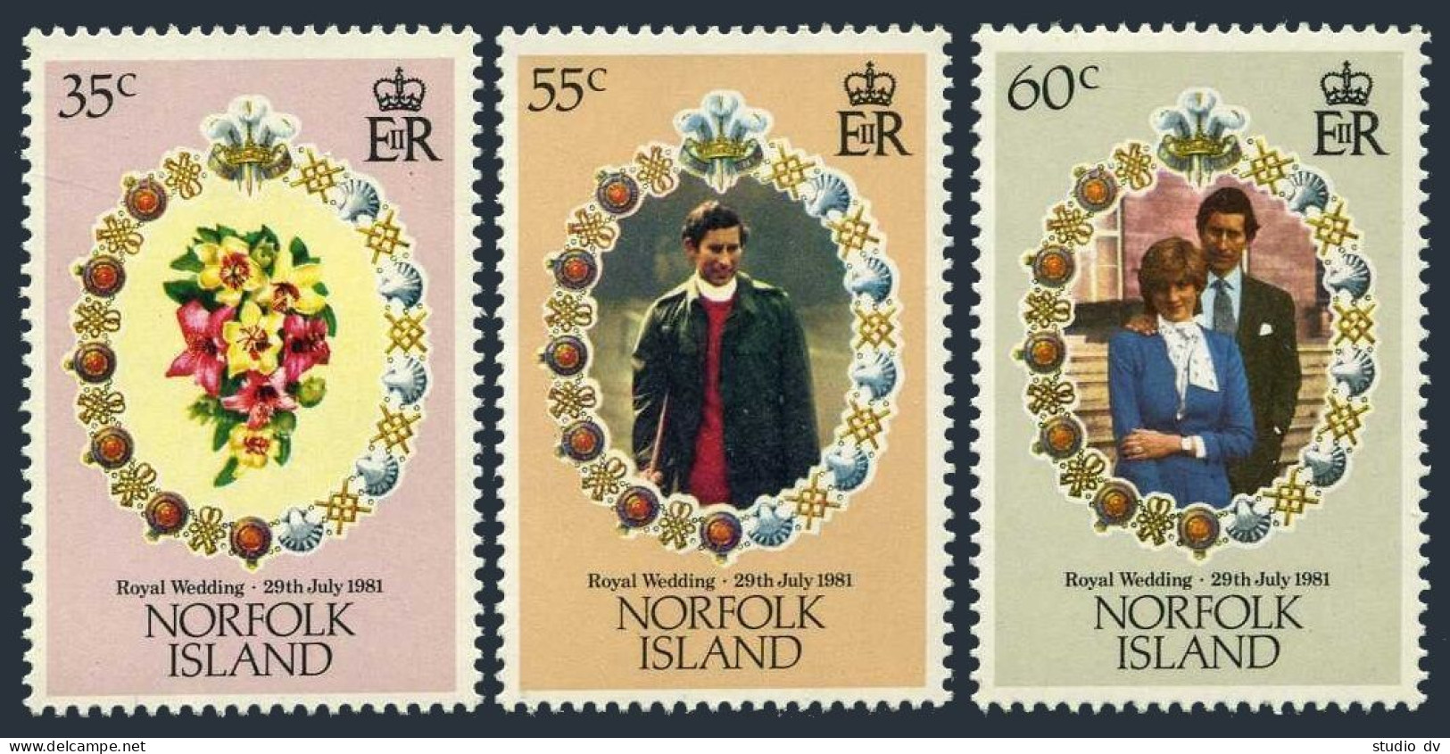 Norfolk 280-282, MNH. Mi 264-266. Royal Wedding 1981. Prince Charles, Lady Diana - Norfolkinsel