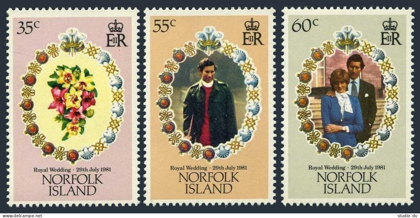 Norfolk 280-282, MNH. Mi 264-266. Royal Wedding 1981. Prince Charles, Lady Diana - Isola Norfolk