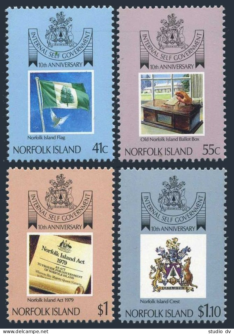 Norfolk 457-460, MNH. Michel 462-465. Flag, Ballot Box, Norfolk Crest. 1989. - Isla Norfolk