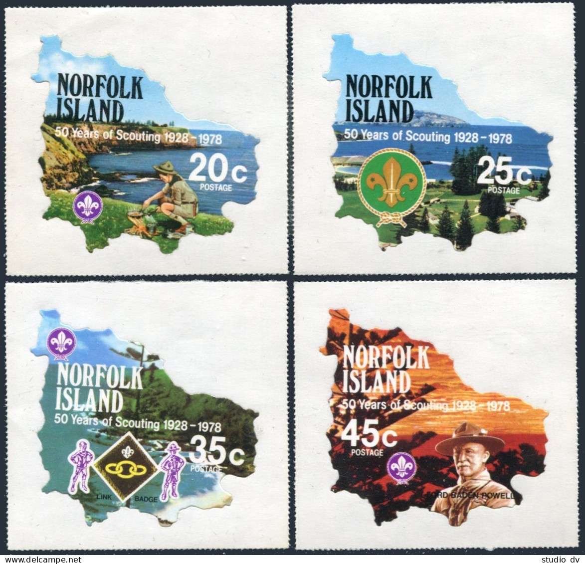 Norfolk 231-234 Var 5, MNH. Mi 214-217. Island Boy Scouts,50, 1978. Baden-Powell - Isla Norfolk