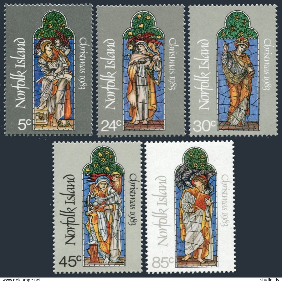 Norfolk 314-318, MNH. Michel 310-314. Christmas 1983. Edward Burne-Jones.Chapel. - Ile Norfolk