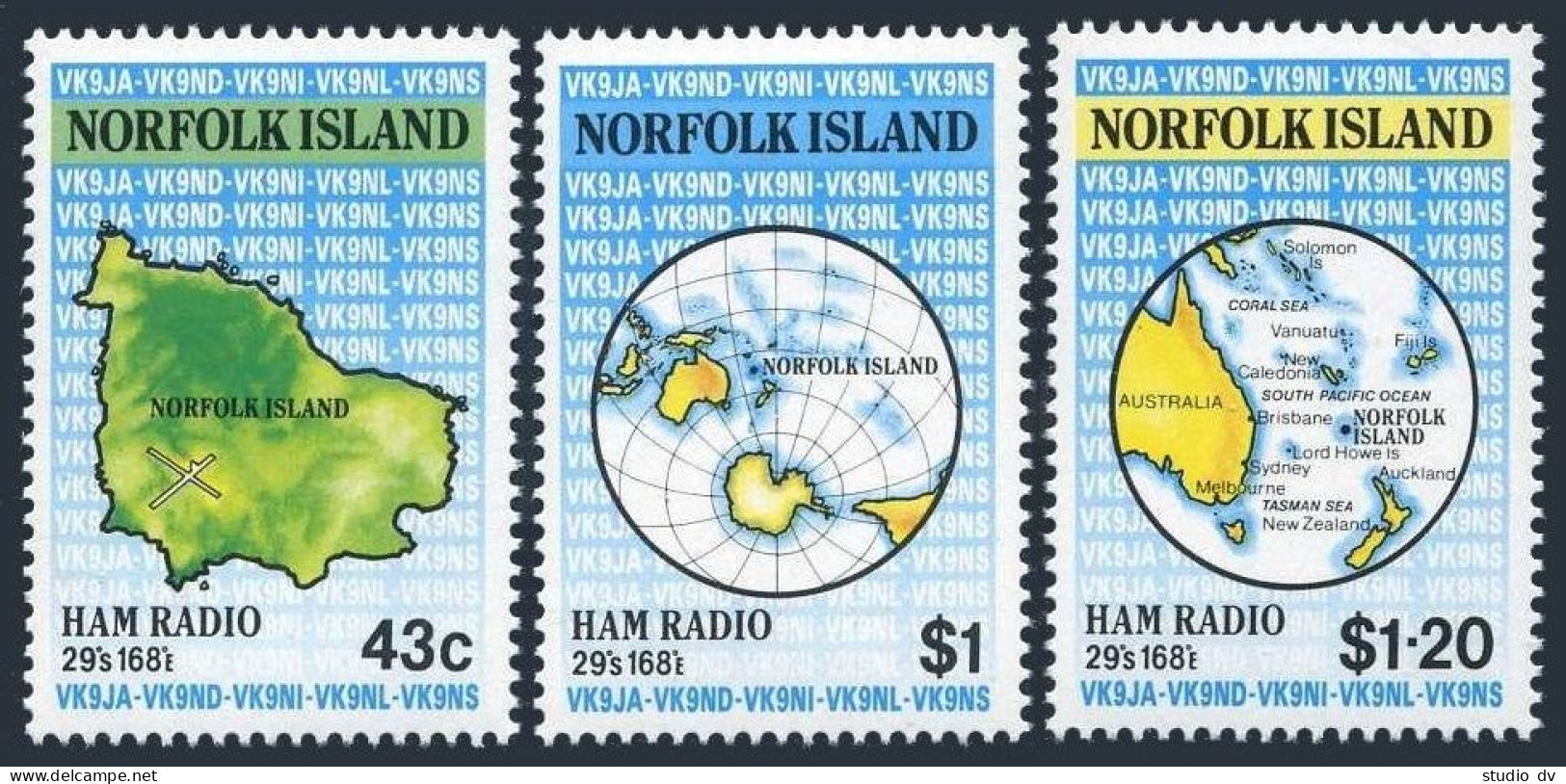 Norfolk 501-503, MNH. Michel 499-501. Ham Radio, 1991. Maps. - Norfolkinsel