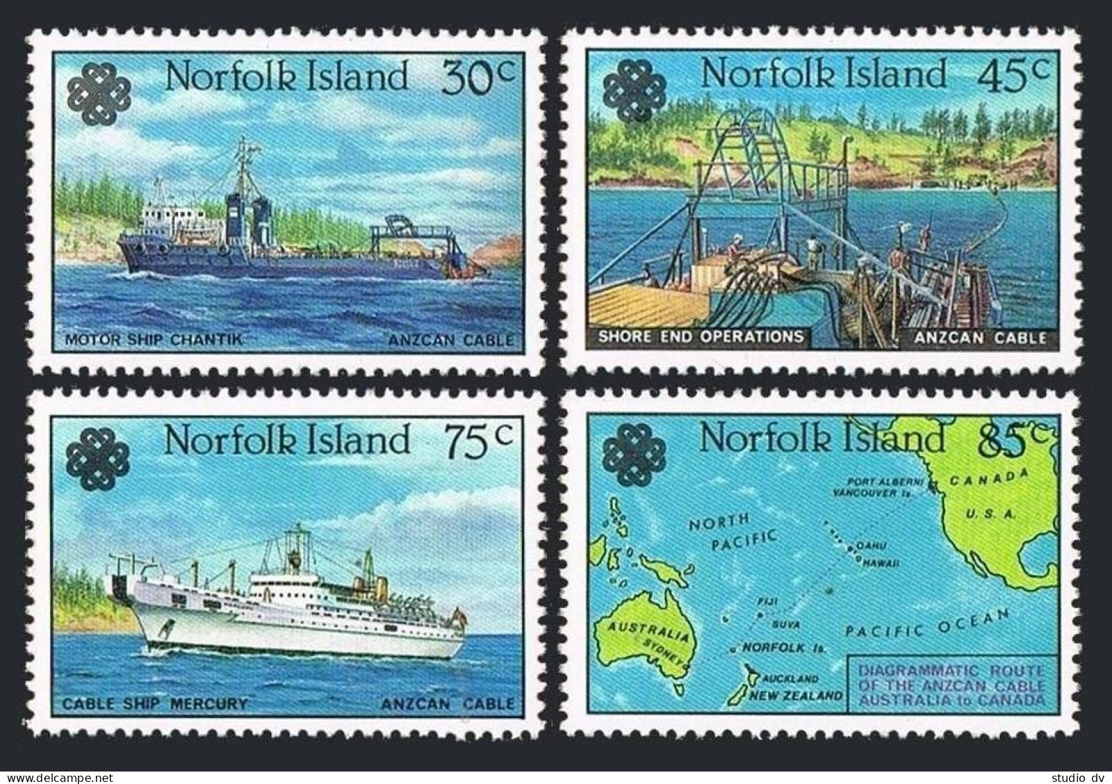 Norfolk 319-322, MNH. Mi 315-318. World Communication Year WCY-1983. Ship. Map. - Isla Norfolk