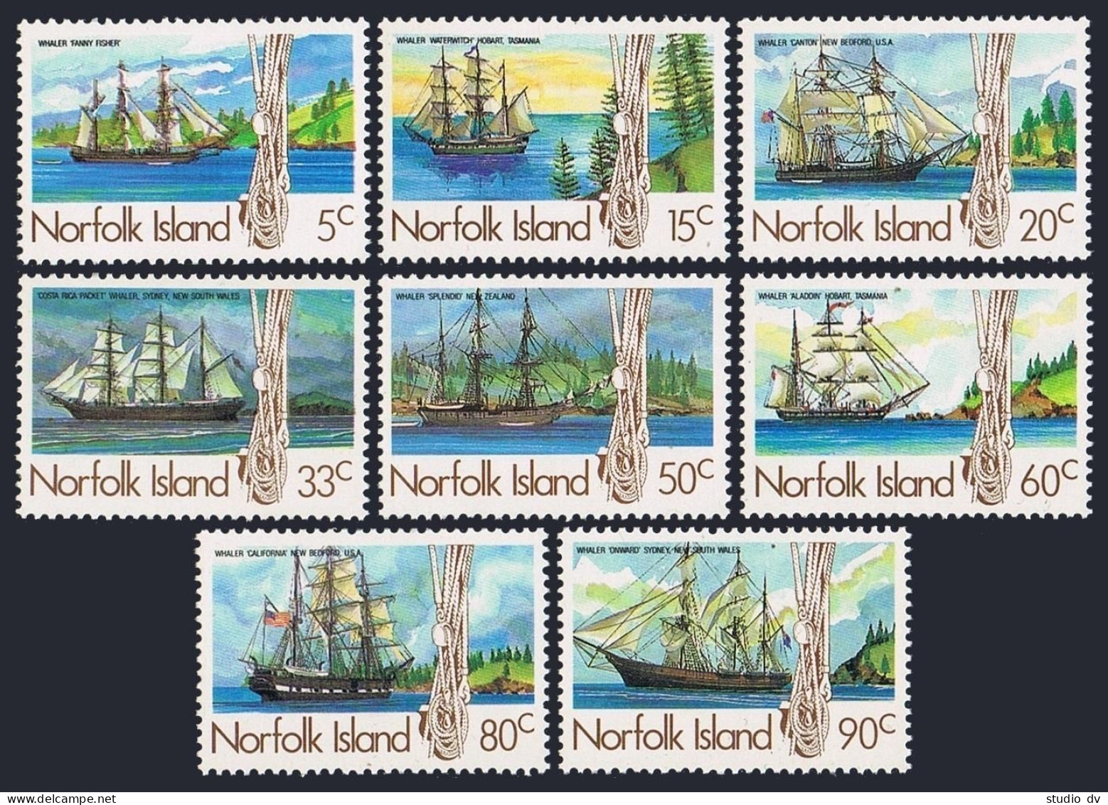 Norfolk 356-363, MNH. Michel 356-363. Whaling Ships 1985. - Norfolkinsel