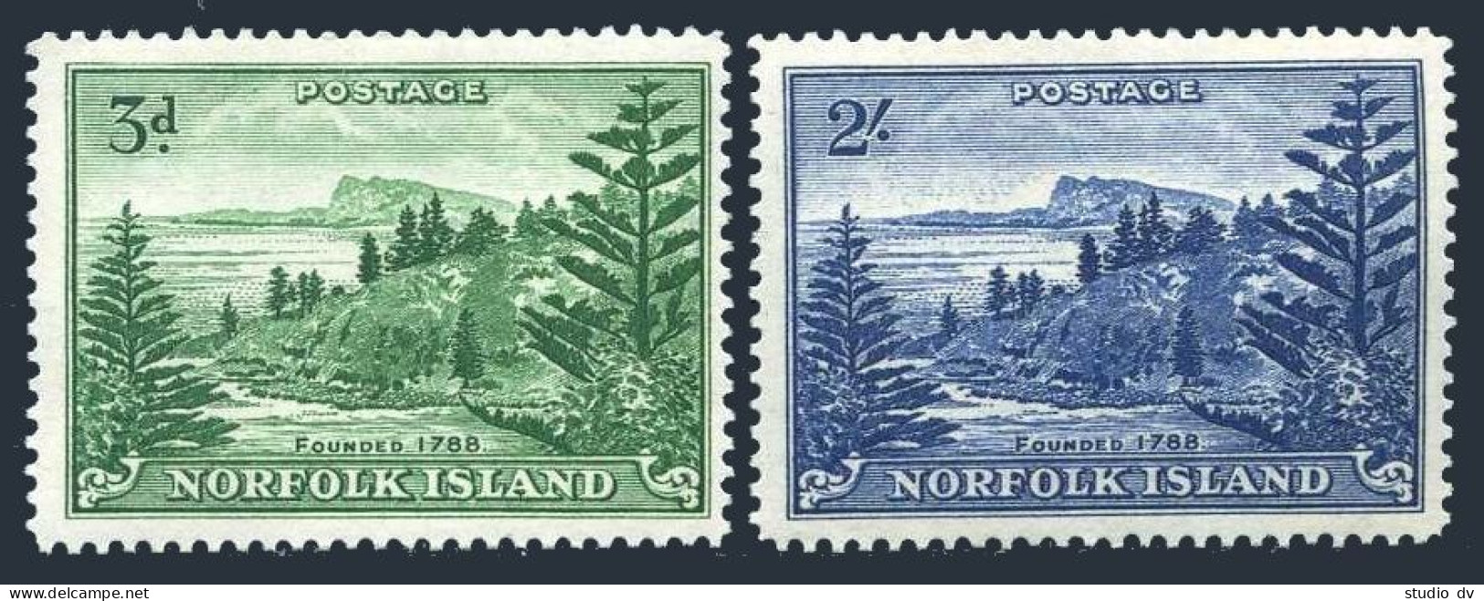 Norfolk 23-24, MNH. Michel 7y, 14y, View Of Ball Bay, 1959. - Ile Norfolk