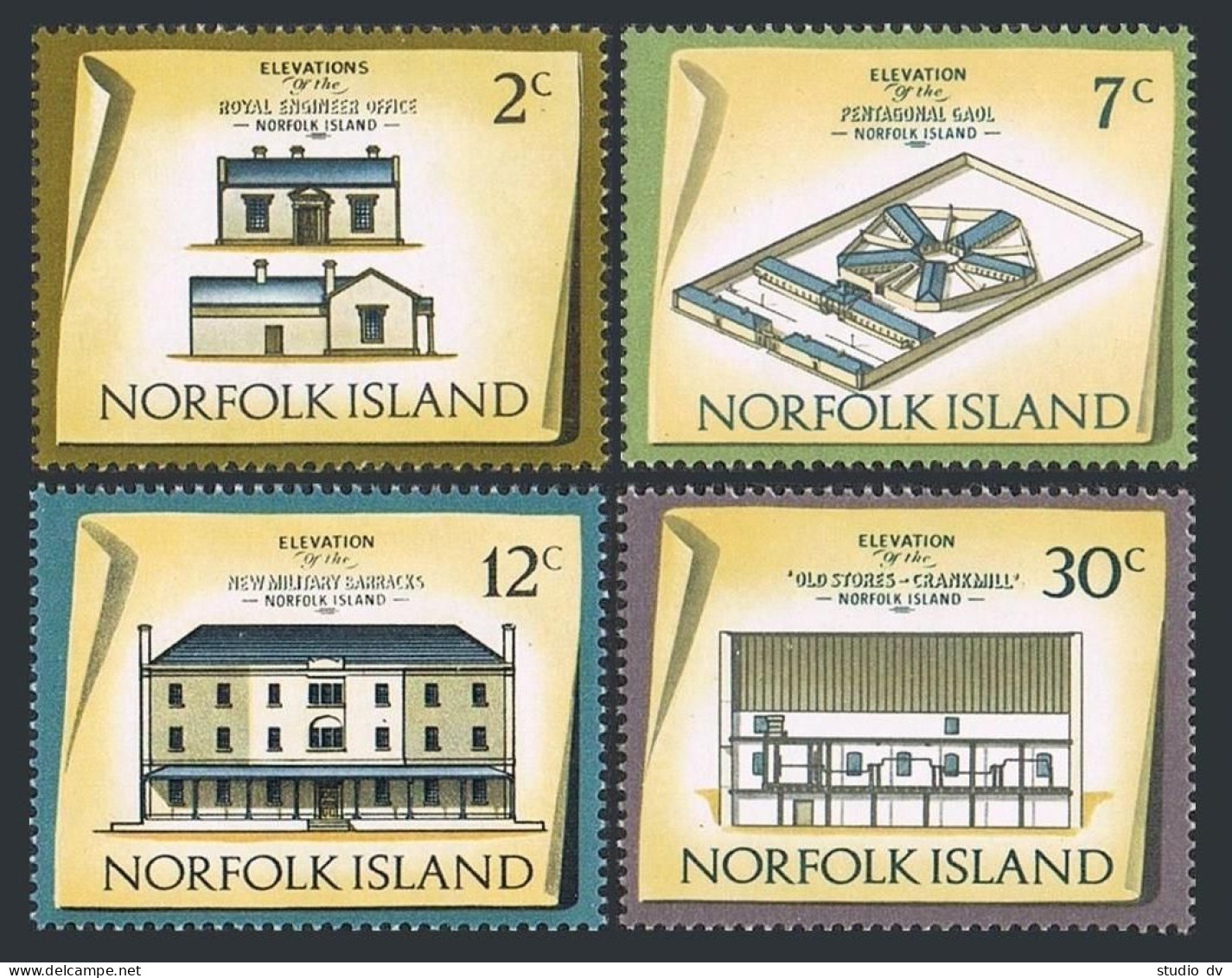 Norfolk 157/161/164/169, MNH. Architecture, Set Issued 05.01.1974. - Norfolkinsel