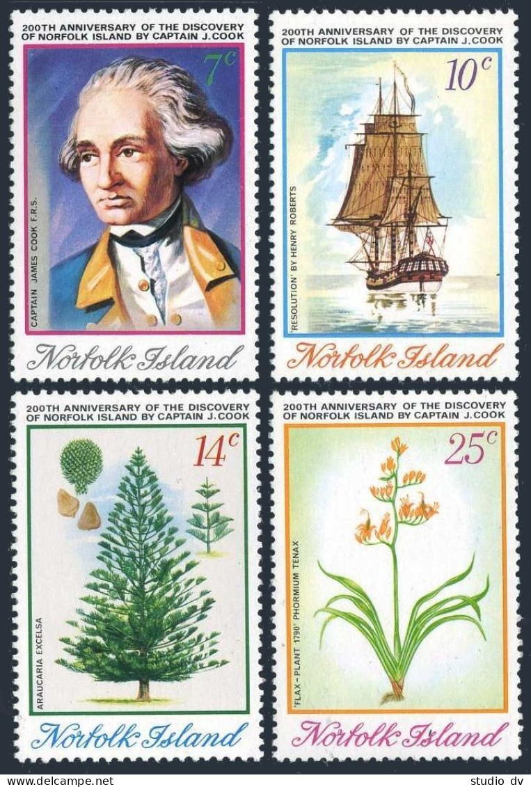 Norfolk 175-178, MNH. Mi 154-157. Discovery-200.James Cook.Resolution, Pine,Flax - Isola Norfolk