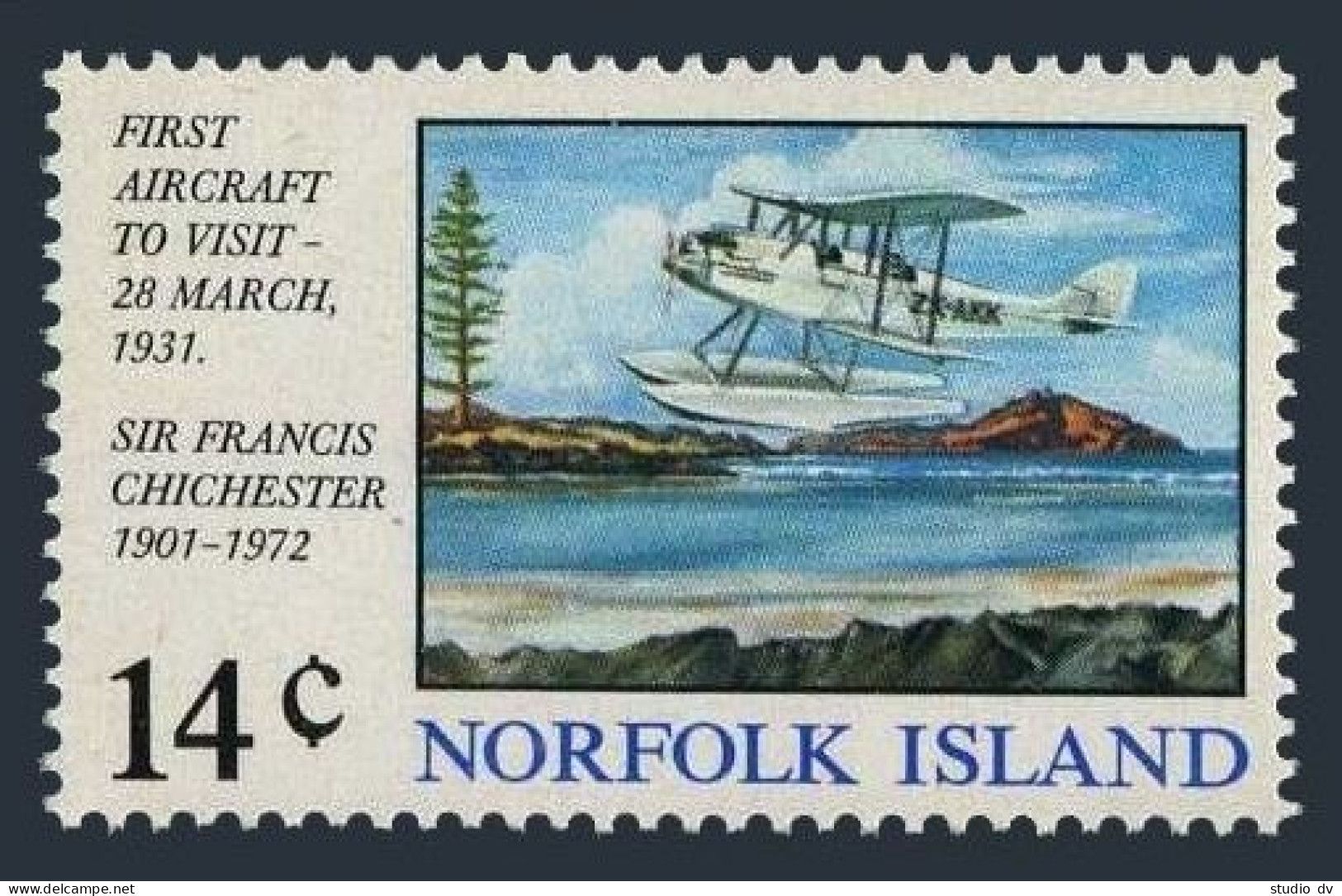 Norfolk 174, MNH. Michel 153. Gipsy Moth Over Norfolk, Airplane. 1974. - Norfolk Island