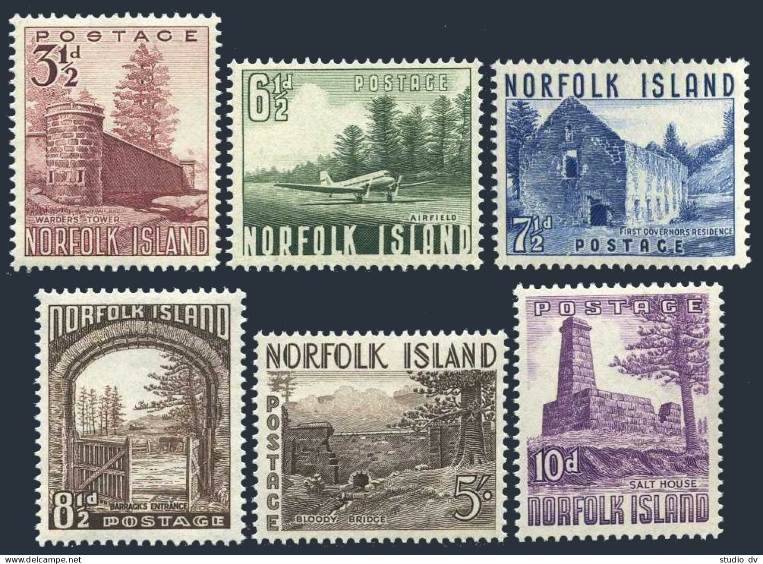 Norfolk 13-18, MNH. Michel 15-20. Warders Tower, Airfield, Bridge, 1953. - Isola Norfolk