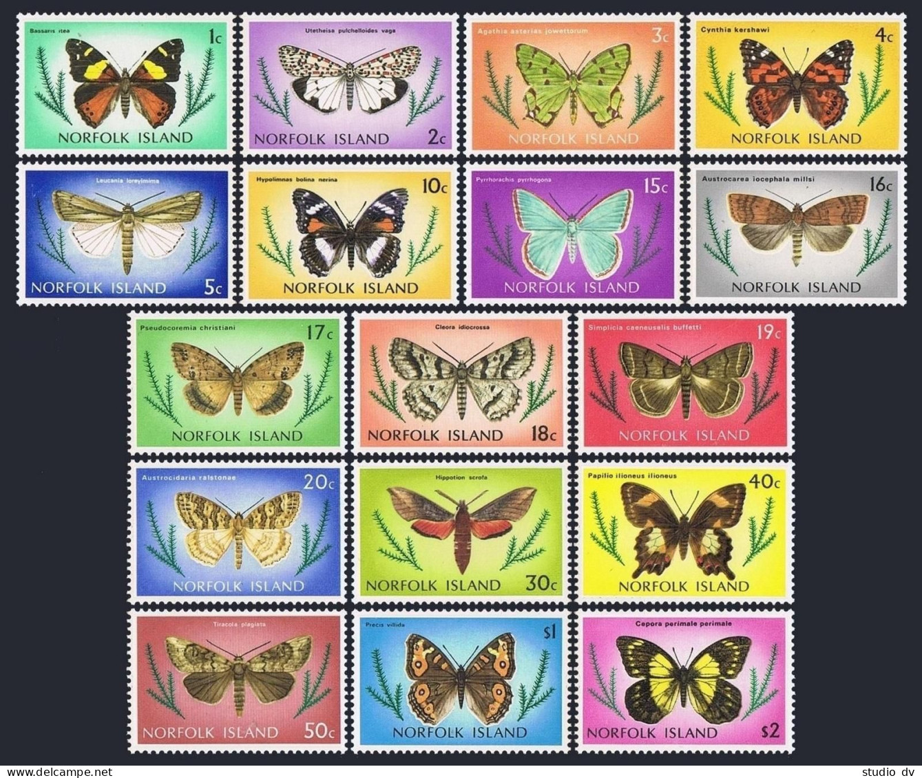 Norfolk 201-217, MNH. Michel 184-200. Butterflies 1976-1977. - Norfolk Eiland