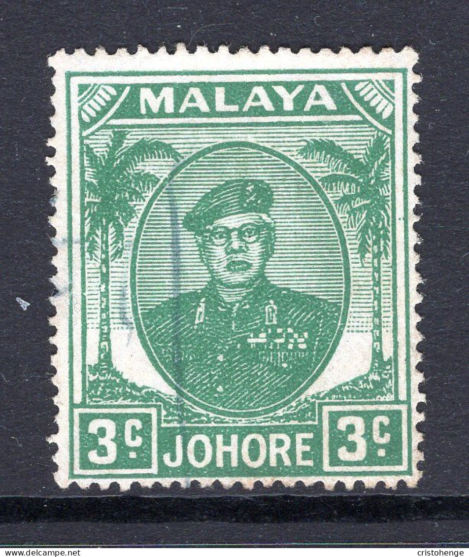 Malaysian States - Johore - 1949 Sultan Sir Ibrahim - 3c Green Used (SG 135) - Johore