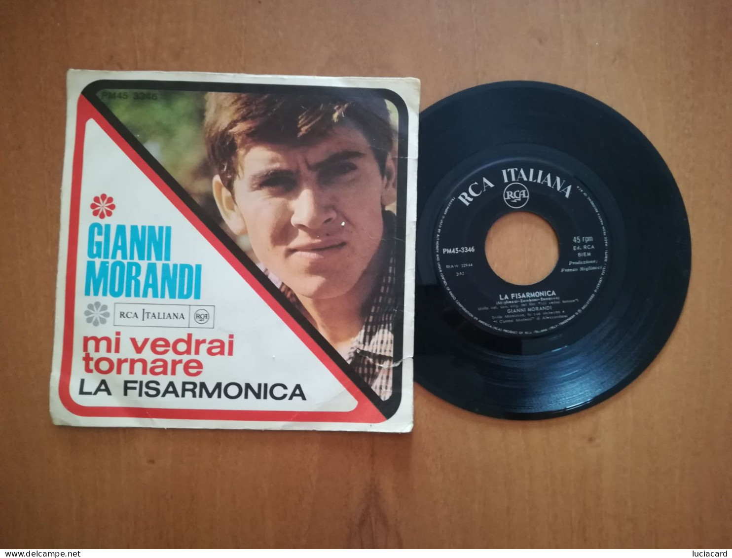 GIANNI MORANDI -LA FISARMONICA -MI VEDRAI TORNARE -DISCO VINILE 45 GIRI VINTAGE - Altri - Musica Italiana