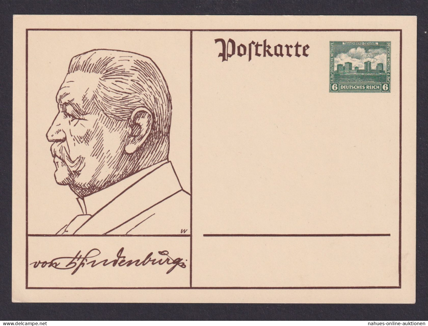 Deutsches Reich Künstler Ganzsache P 215 Nothilfe Reichspräsident Von Hindenburg - Cartas & Documentos