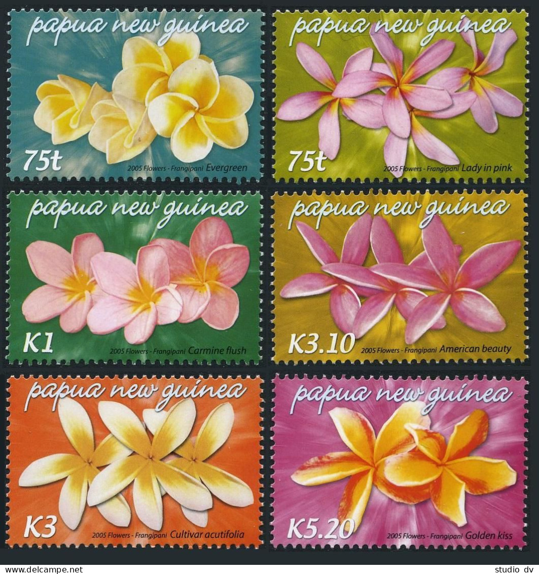 Papua New Guinea 1170-1175,MNH. Flowers 2005.Frangipani. - Papouasie-Nouvelle-Guinée