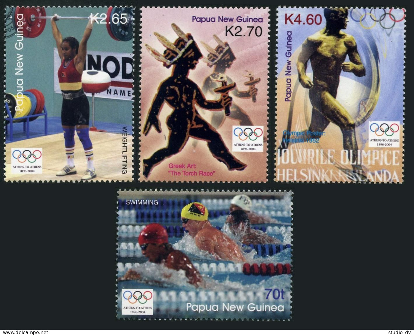 Papua New Guinea 1132-1135,MNH. Olympics Athens-2004.Swimming,Weight Lifting,  - Papouasie-Nouvelle-Guinée