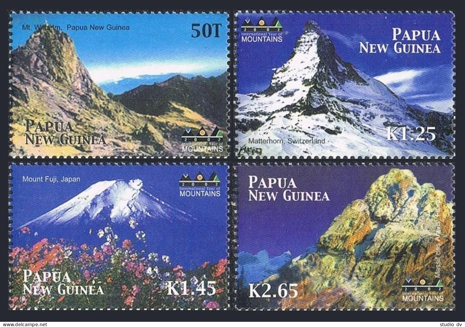 Papua New Guinea 1049-1052,MNH.Year Of Mountains,2002.Mt Wilhelm,Matterhorn,Fuji - Papua Nuova Guinea