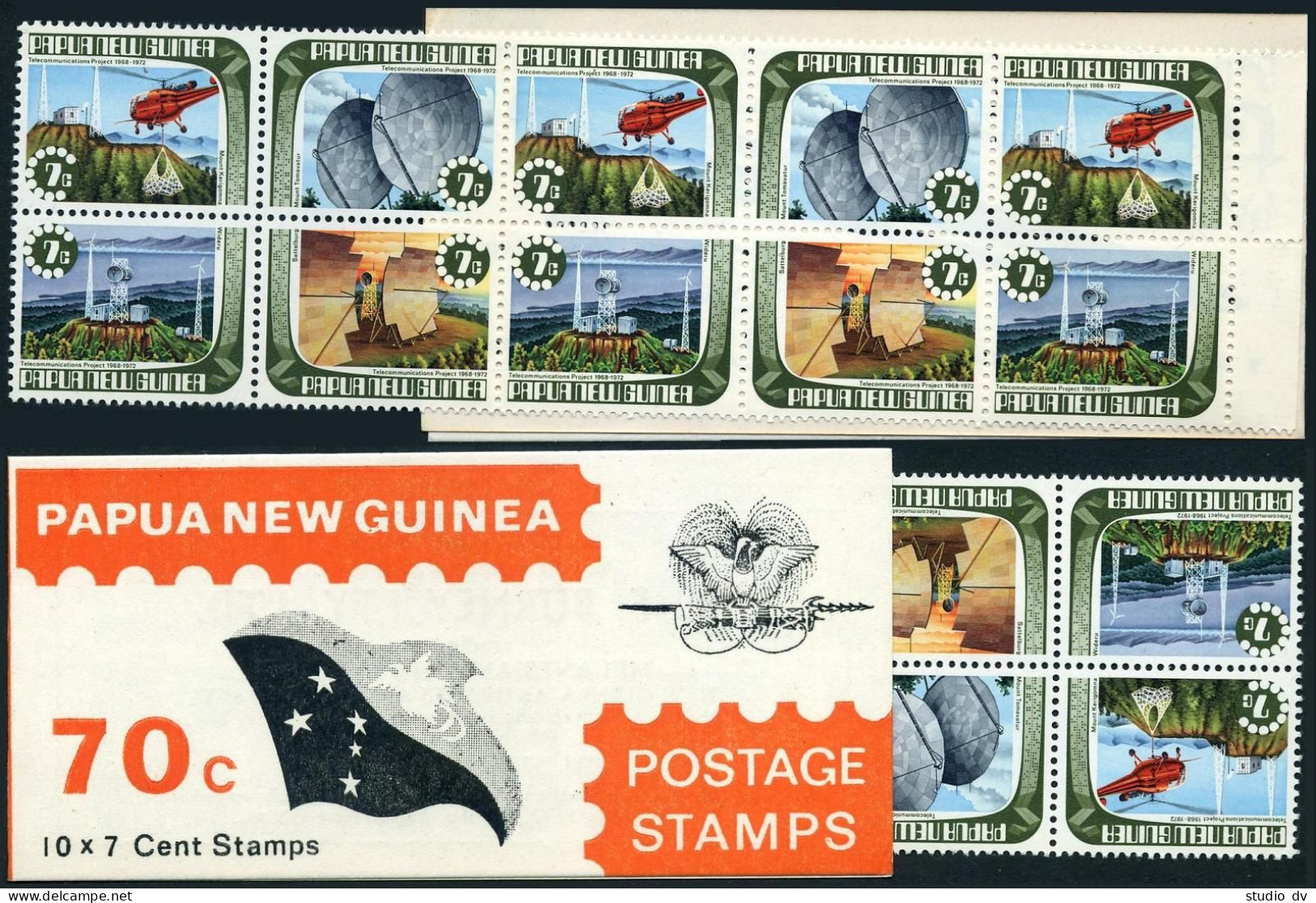 Papua New Guinea 359-362a Booklet, MNH. Relay Station, Map, Helicopter, 1973. - Papua-Neuguinea