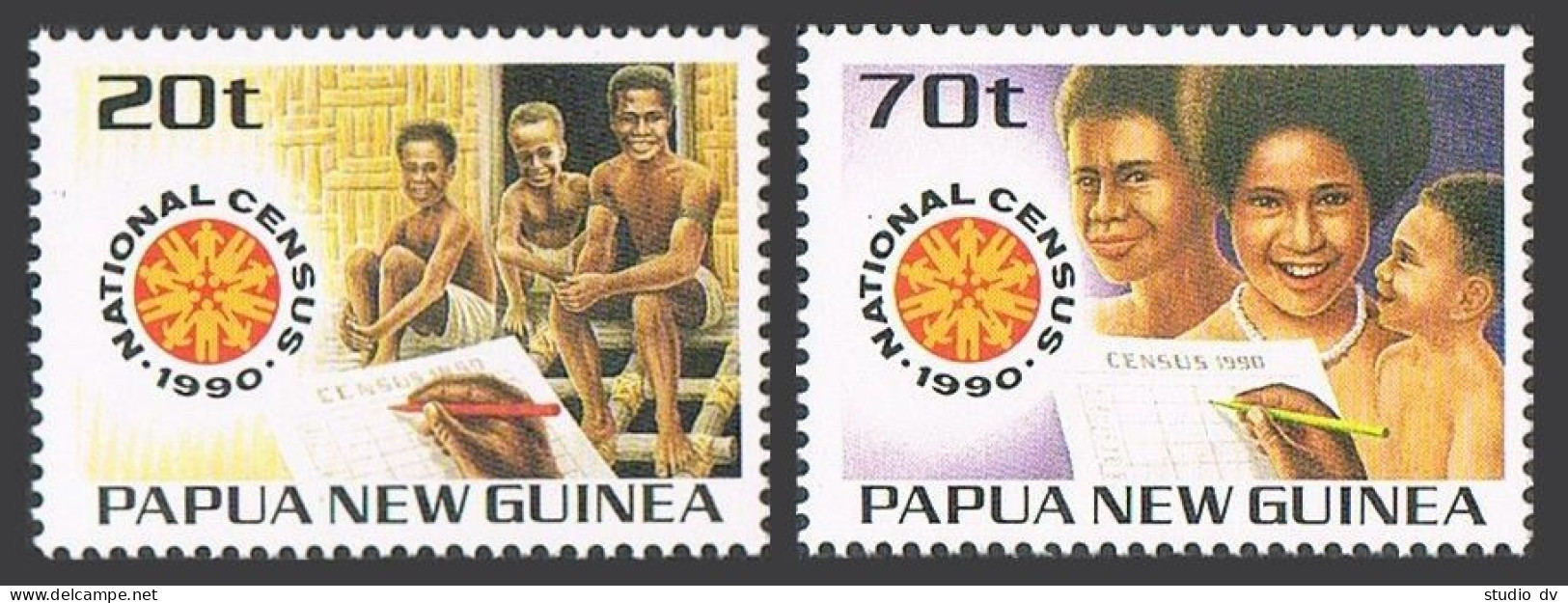 Papua New Guinea 733-734, MNH. Michel 614-615. National Census, 1990. - Papua Nuova Guinea