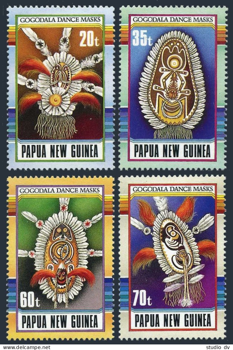 Papua New Guinea 735-738, Lightly Hinged. Mi 616-619. Gogodala Dance Masks, 1990 - Papua Nuova Guinea