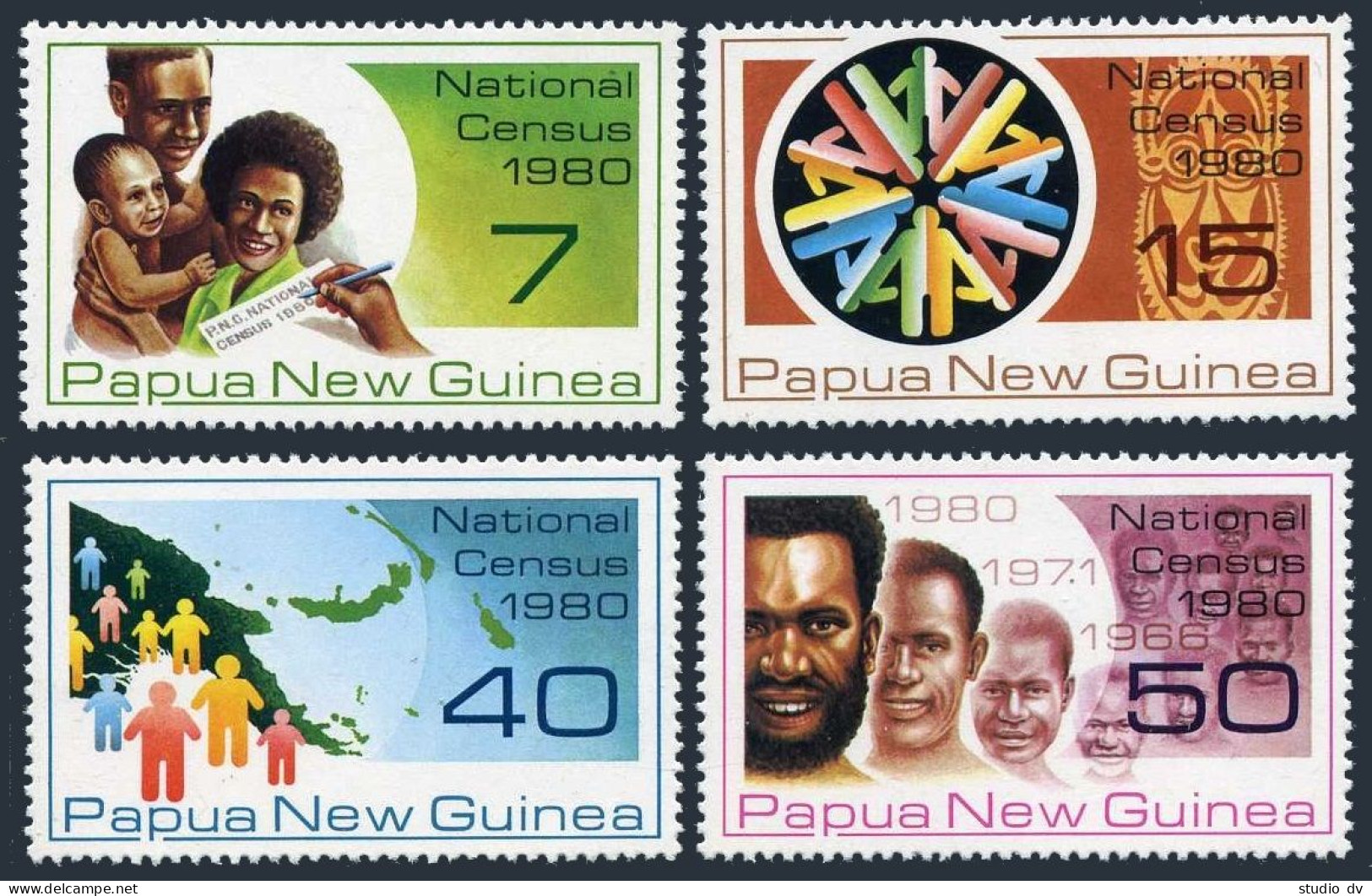 Papua New Guinea 517-520, Lightly Hinged. Michel 390-393. National Census, 1980. - Papua-Neuguinea