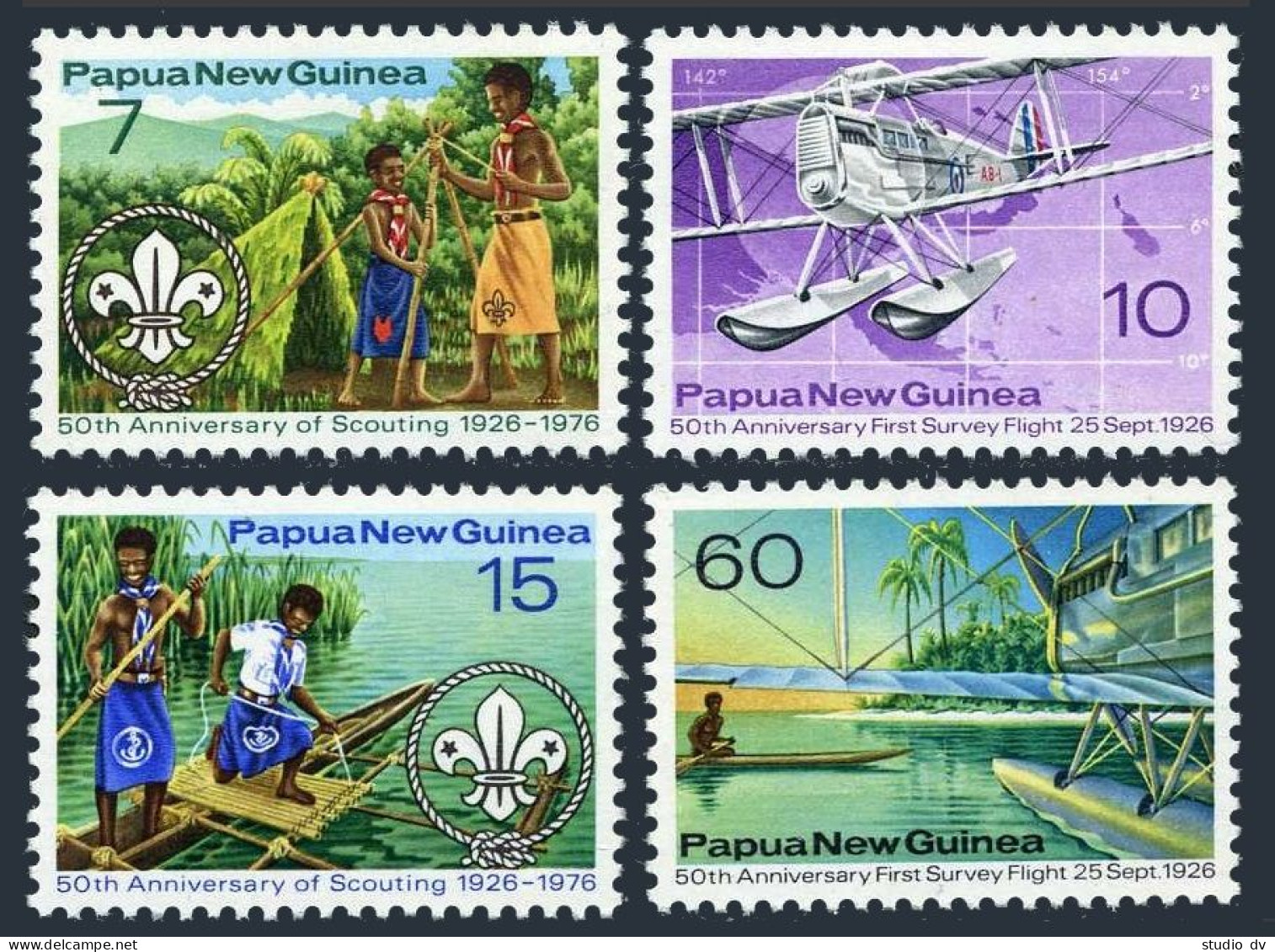 Papua New Guinea 437-440, Hinged. Mi 310-313. Boy Scouts, 1st Flight, 50, 1976. - Papua New Guinea