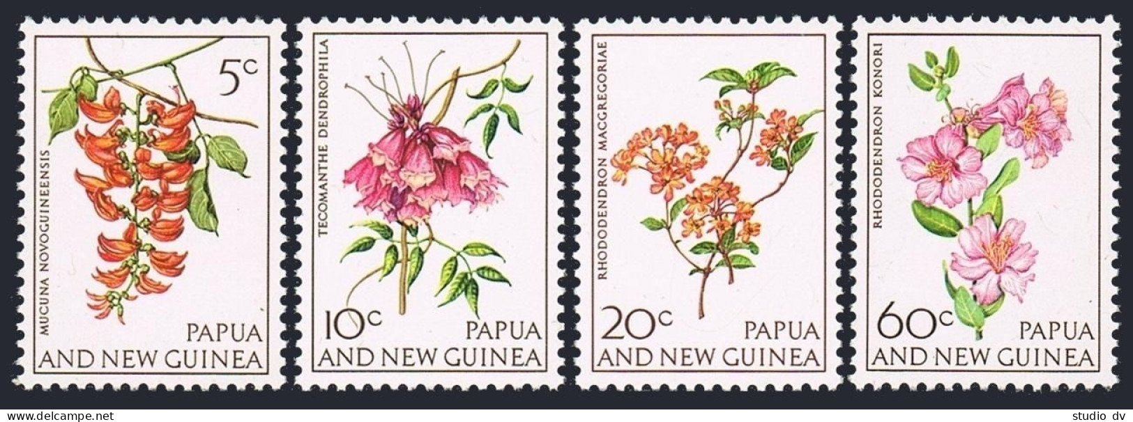 Papua New Guinea 228-231,lightly Hinged.Mi 102-105. Flowers 1966.Rhododendrons. - Papua-Neuguinea