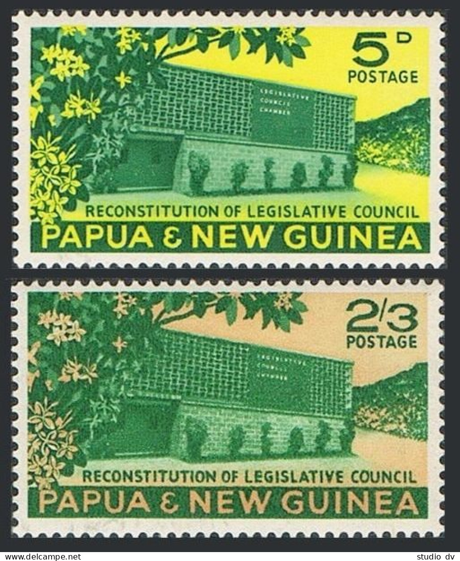 Papua New Guinea 148-149, MNH. Mi 27-28. Legislative Council,1961. Chamber,Flora - Papouasie-Nouvelle-Guinée