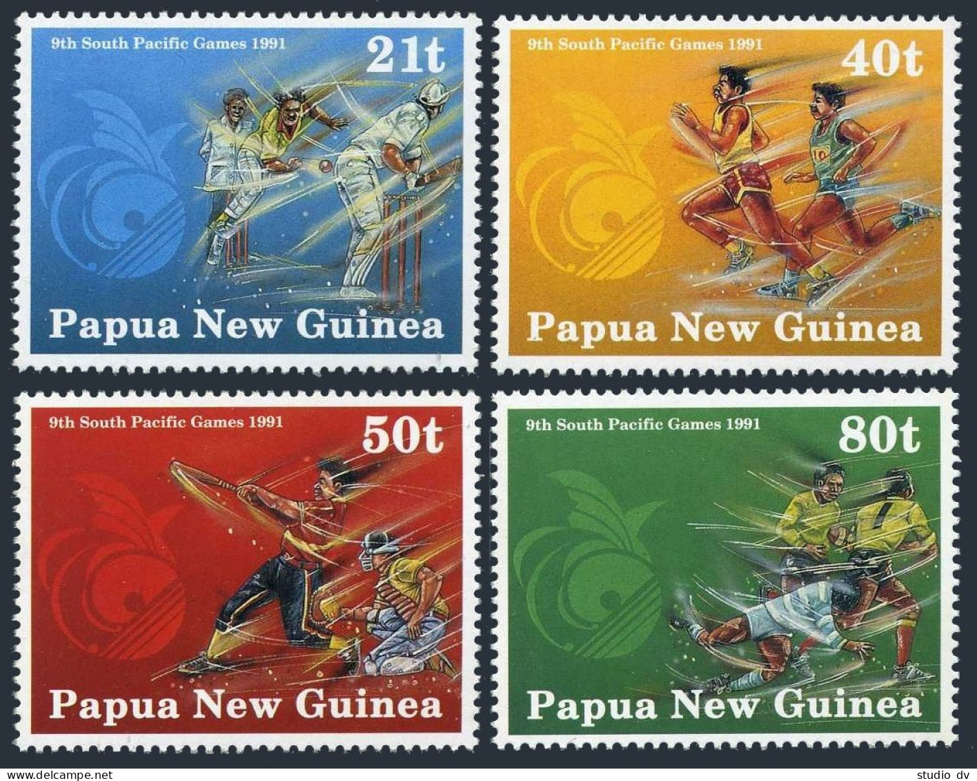 Papua New Guinea 771-774,MNH.Mi 636-639. South Pacific Games,1991.Baseball,Rugby - Papua-Neuguinea