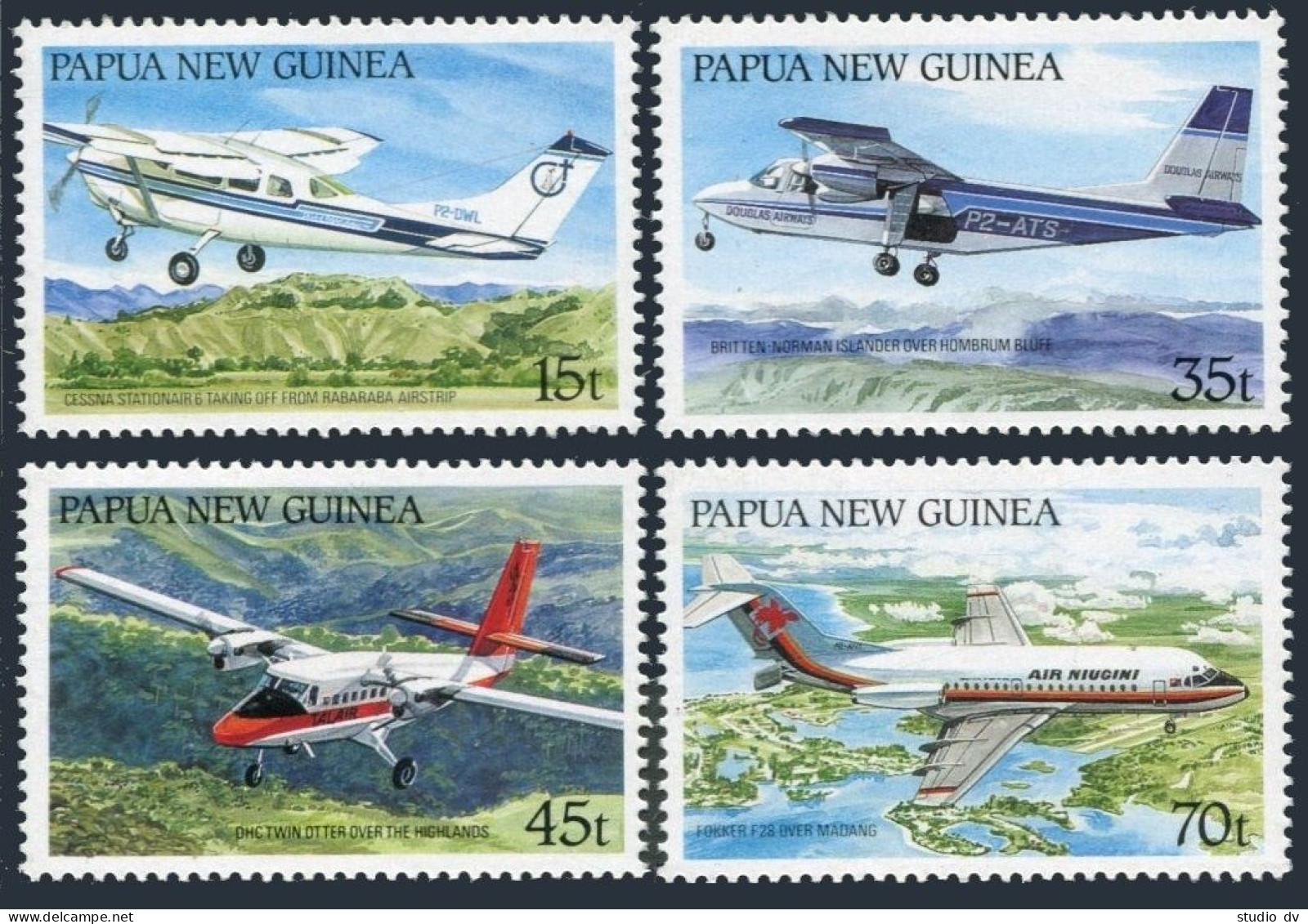 Papua New Guinea 687-690,MNH. Aircraft 1987. Cessna Stationair, Rabaraba Airship - Papua New Guinea