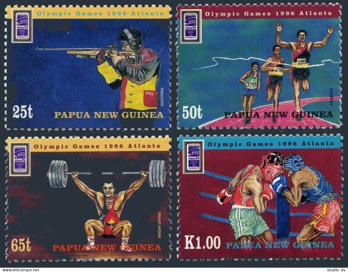 Papua New Guinea 898-901,MNH.Olympics Atlanta-1996.Shooting,Track,Weight Lifting - Papouasie-Nouvelle-Guinée