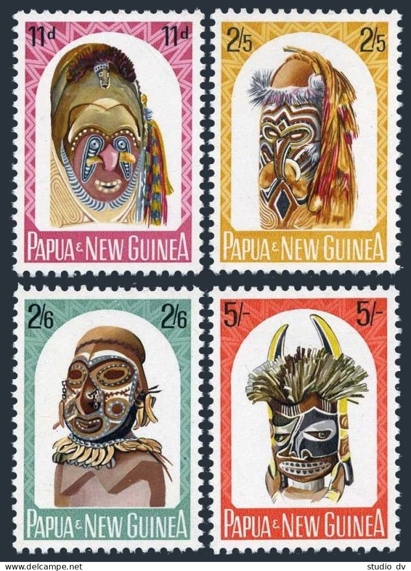 Papua New Guinea 178-181, MNH. Michel 52-55. Carved Heads, 1964. - Papouasie-Nouvelle-Guinée
