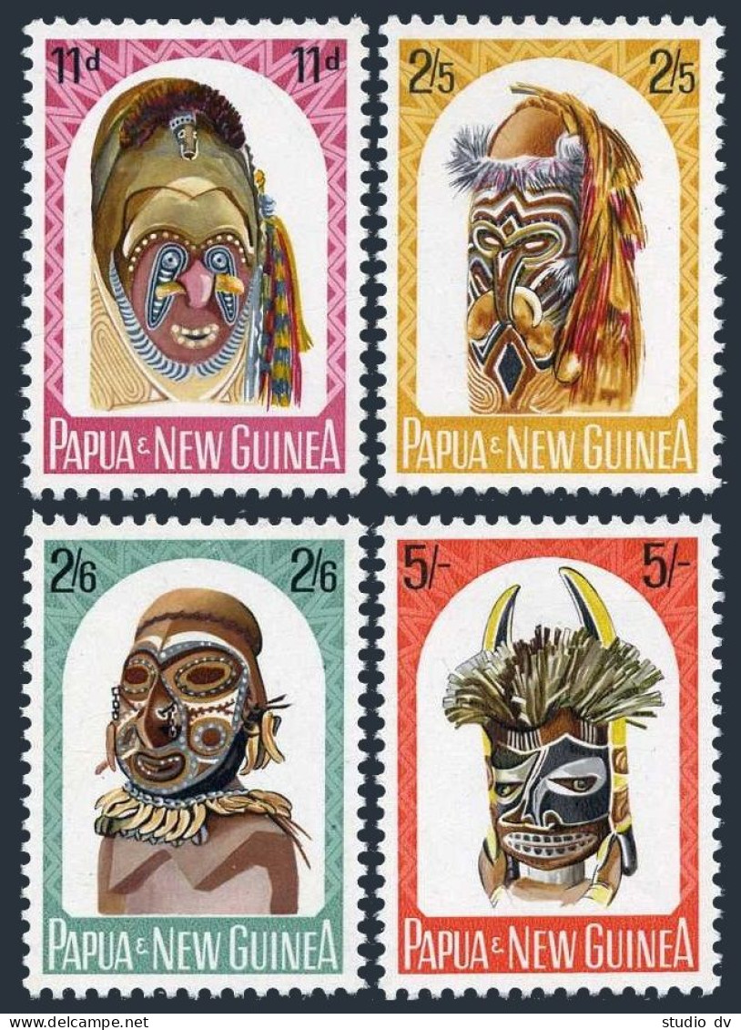 Papua New Guinea 178-181, MNH. Michel 52-55. Carved Heads, 1964. - Papua New Guinea