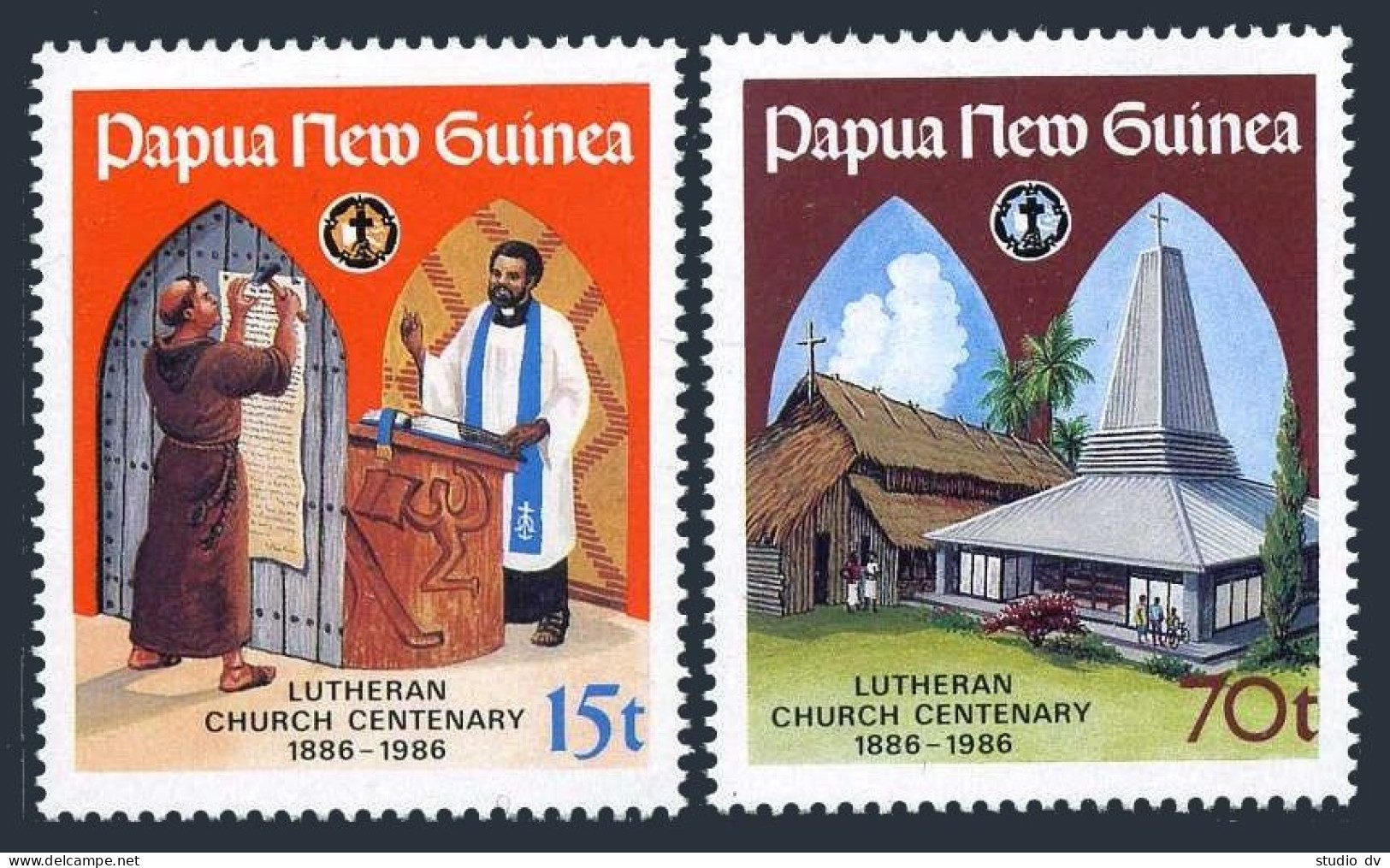 Papua New Guinea 649-650, MNH. Michel 529-530. Lutheran Church, Centenary, 1986. - Papua New Guinea