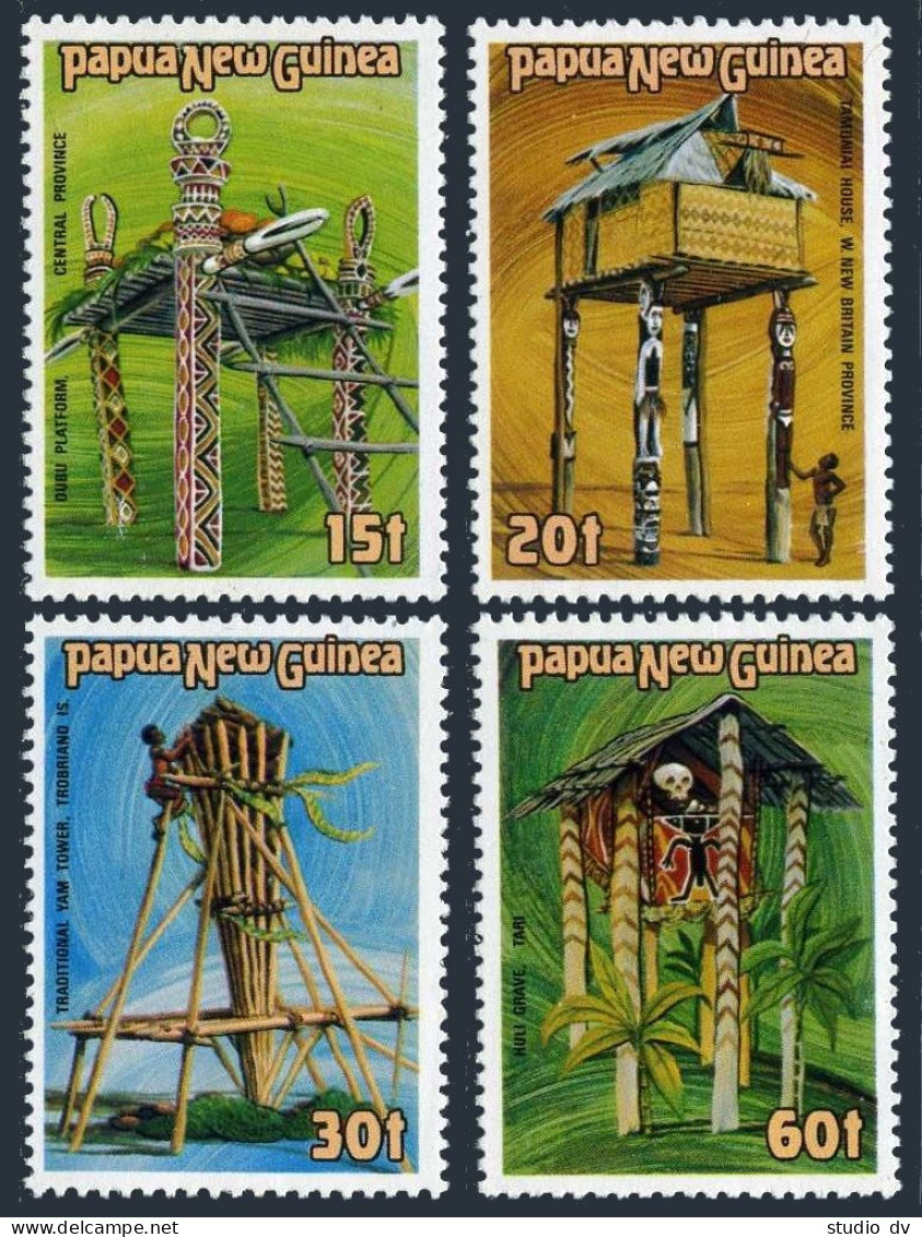 Papua New Guinea 616-619, MNH. Michel 492-495. Ritual Structures, 1985. - Papua-Neuguinea