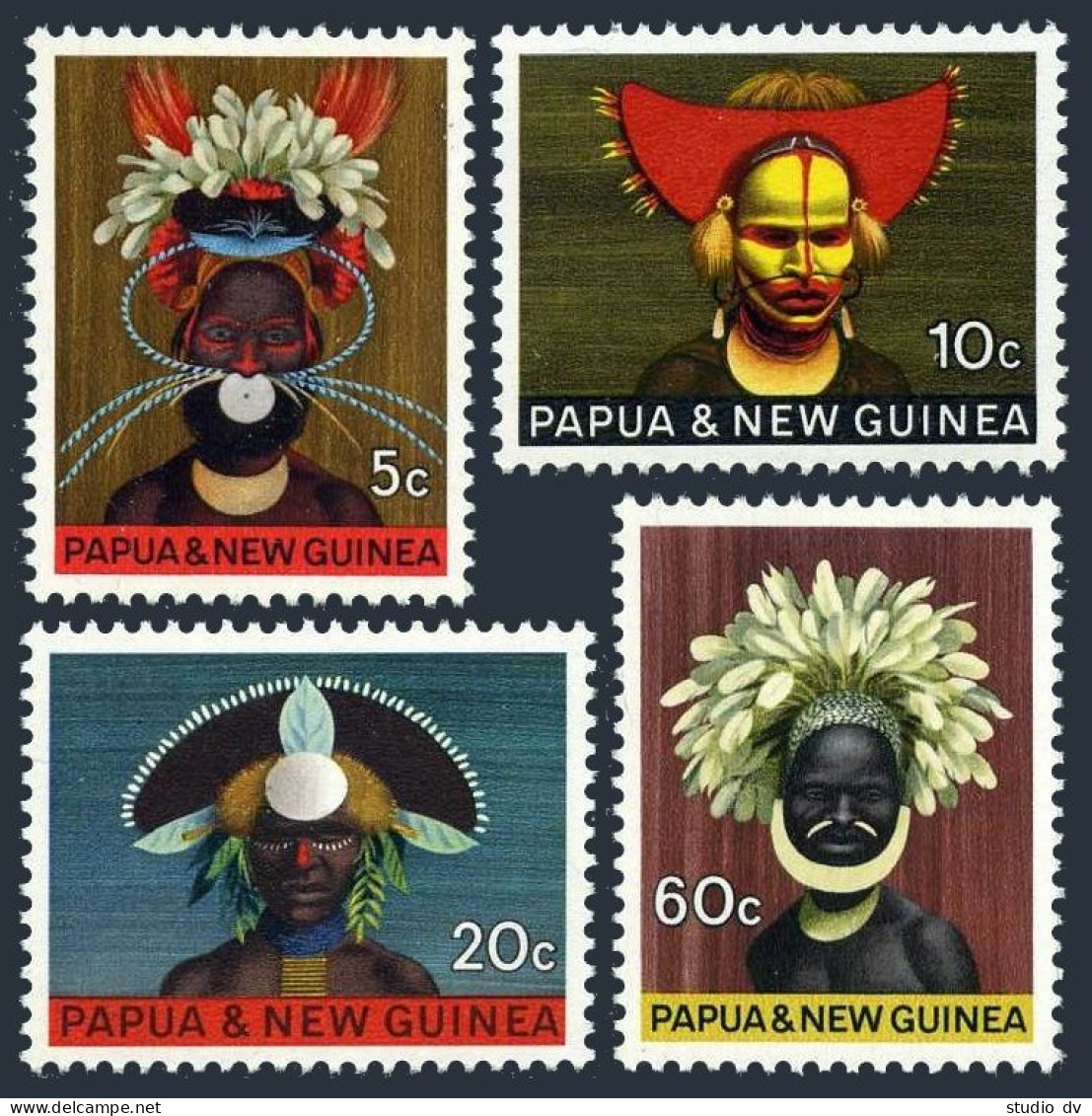 Papua New Guinea 253-256, MNH. Michel 127-130. Headdress 1968. - Papua-Neuguinea