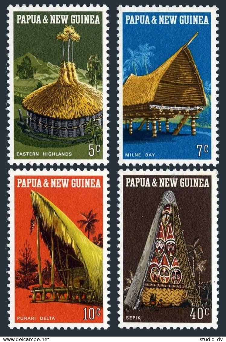 Papua New Guinea 319-322, MNH. Michel 193-196. Local Architecture, 1971. - Papua Nuova Guinea