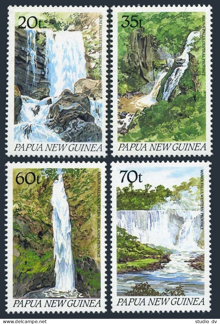 Papua New Guinea 729-732, MNH. Michel 610-613. Waterfalls 1990.Guni,Rouna,Ambua, - Papua Nuova Guinea
