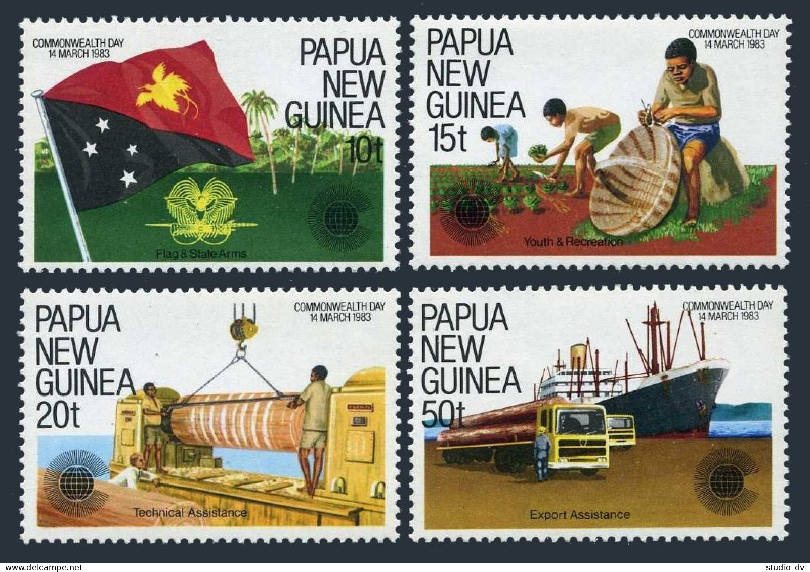 Papua New Guinea 580-583, MNH. Mi 459-462. Commonwealth Day 1983: Flag, Export. - Papua-Neuguinea