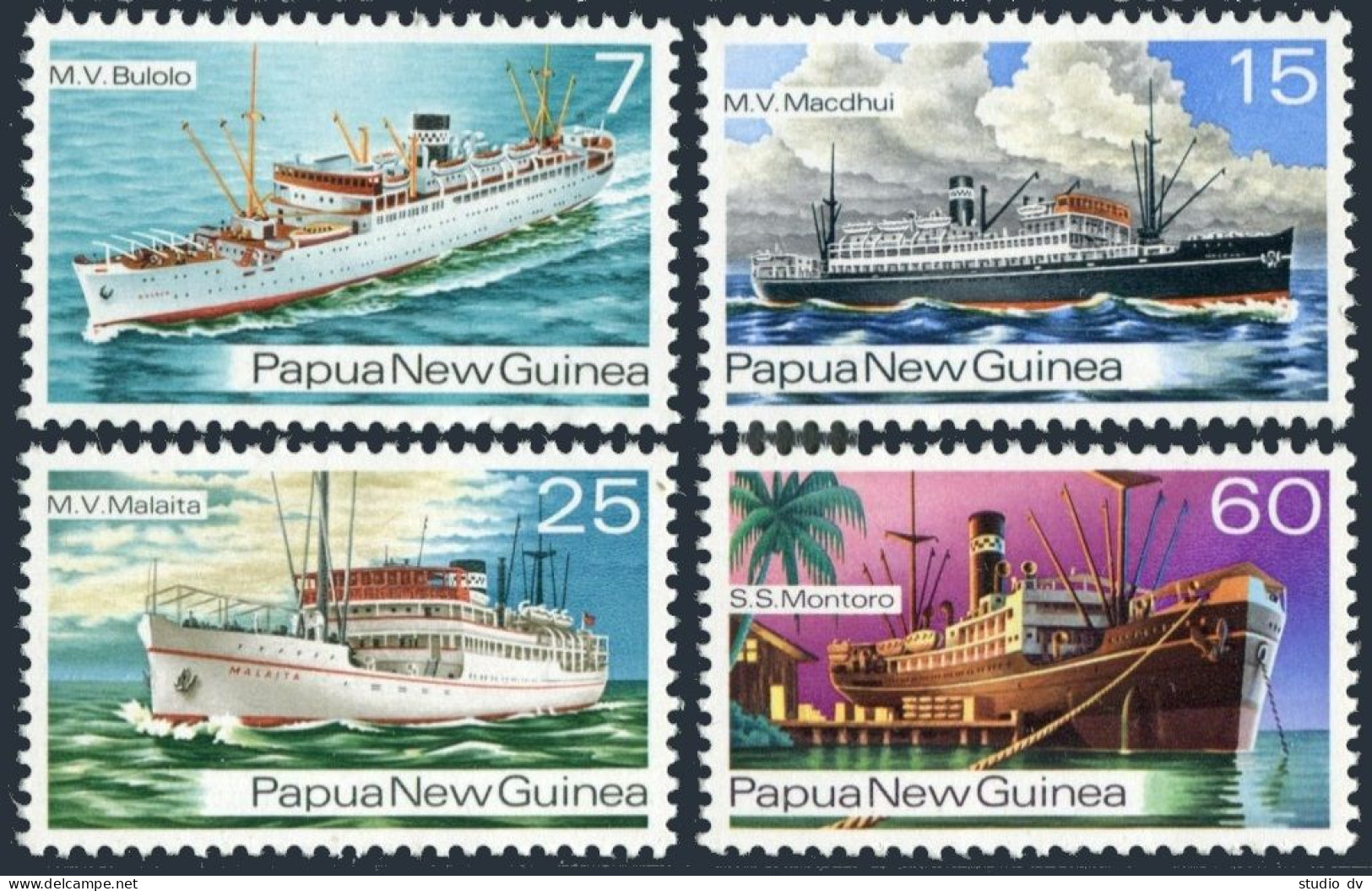 Papua New Guinea 425-428, MNH. Mi 298-301. Ships Of The 1930's. 1976. M.V.Bulolo - Papua Nuova Guinea