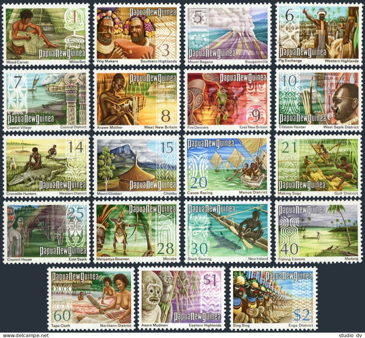 Papua New Guinea 369-388, MNH. Michel 244-261. Wood Carver, Wig Makers, Volcano, - Papua-Neuguinea