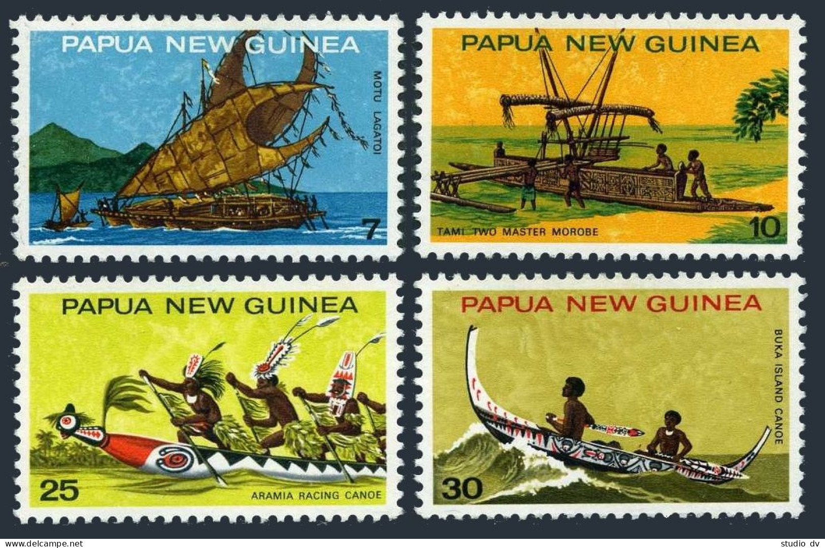Papua New Guinea 406-409, MNH. Michel 279-282. Traditional Canoes, 1975. - Papua-Neuguinea