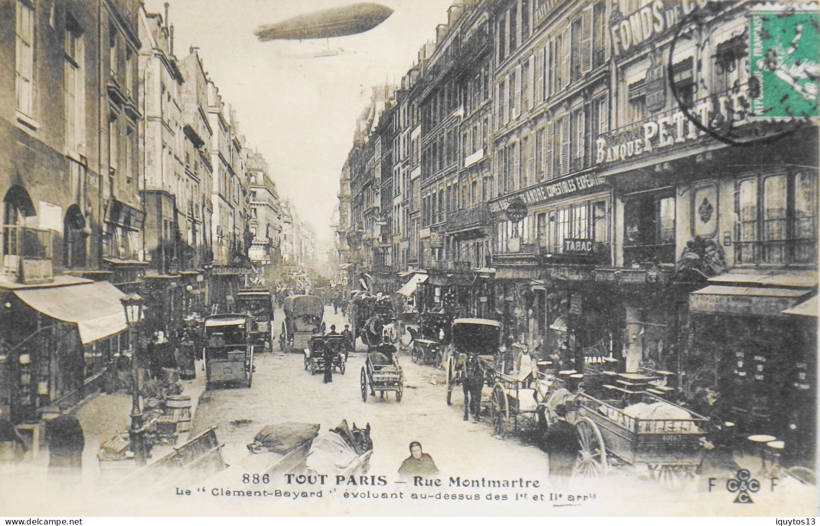 CPA. [75] > TOUT PARIS > N° 886 - (pas Vue) Rue Montmartre - Le Clément-Bayard Evoluant - (Ier & IIe Arrt.) - 1909 - TBE - Paris (01)