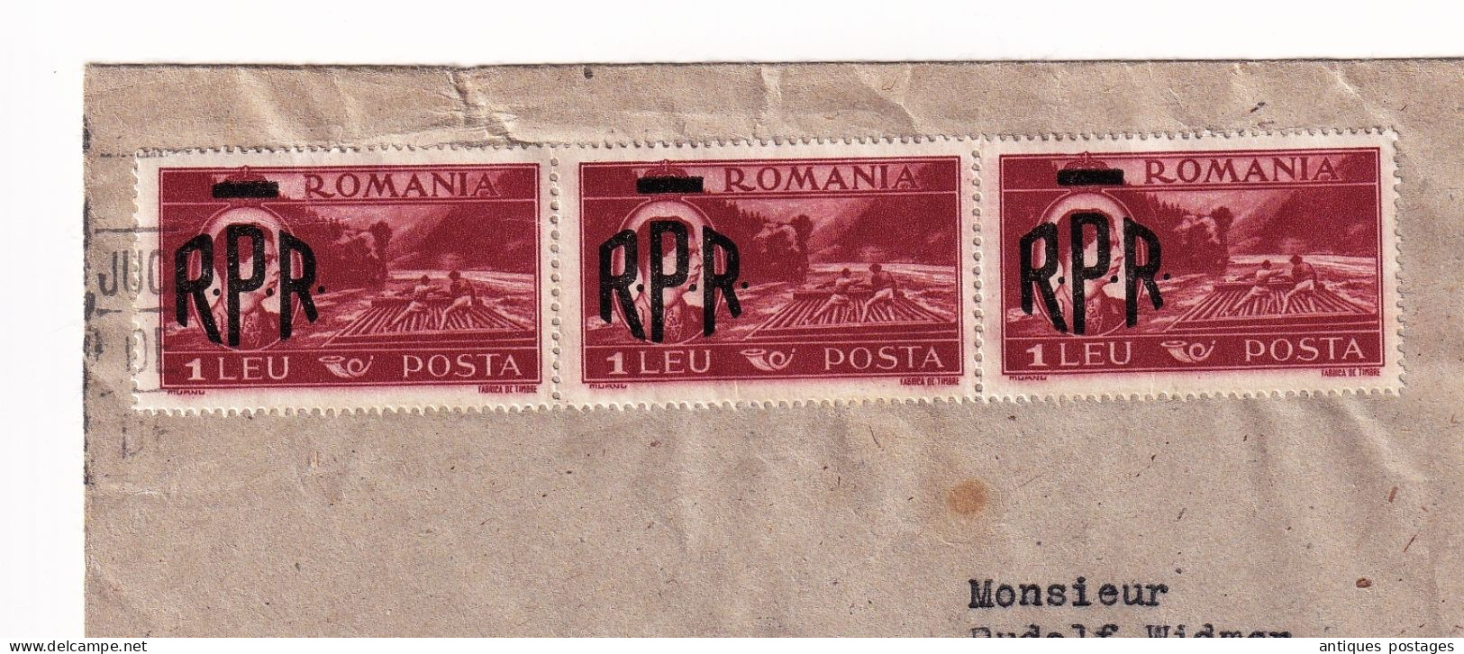 Lettre Roumanie Romania Stamp 1 Leu RPR Imprimés Suisse Reinach Aargau Schweiz - Cartas & Documentos