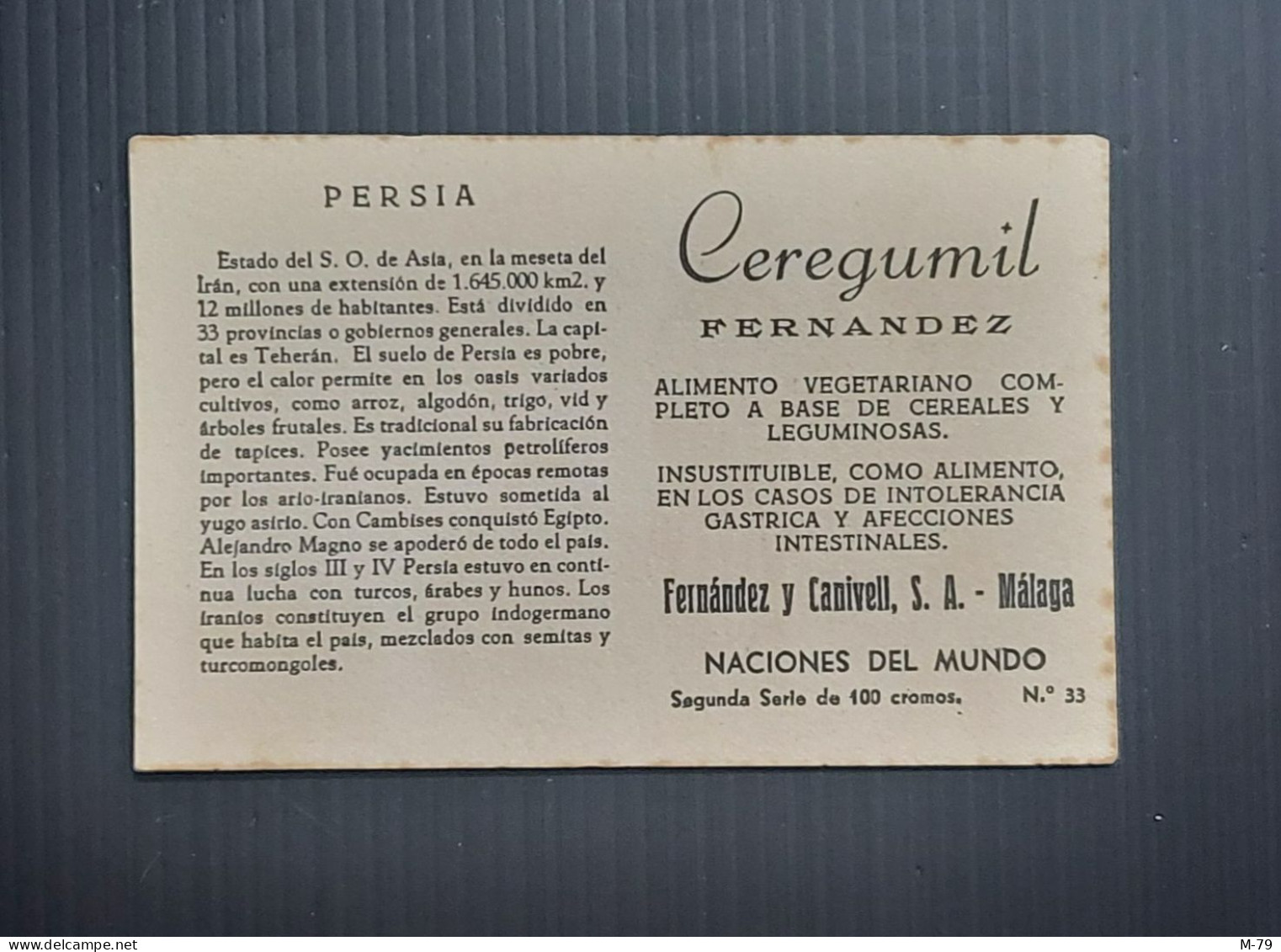 Persia - FERNÁNDEZ NATIONS OF THE WORLD - Ceregumil Advertising. Typical Suit And Map -10.50cm X 7cm - Iran