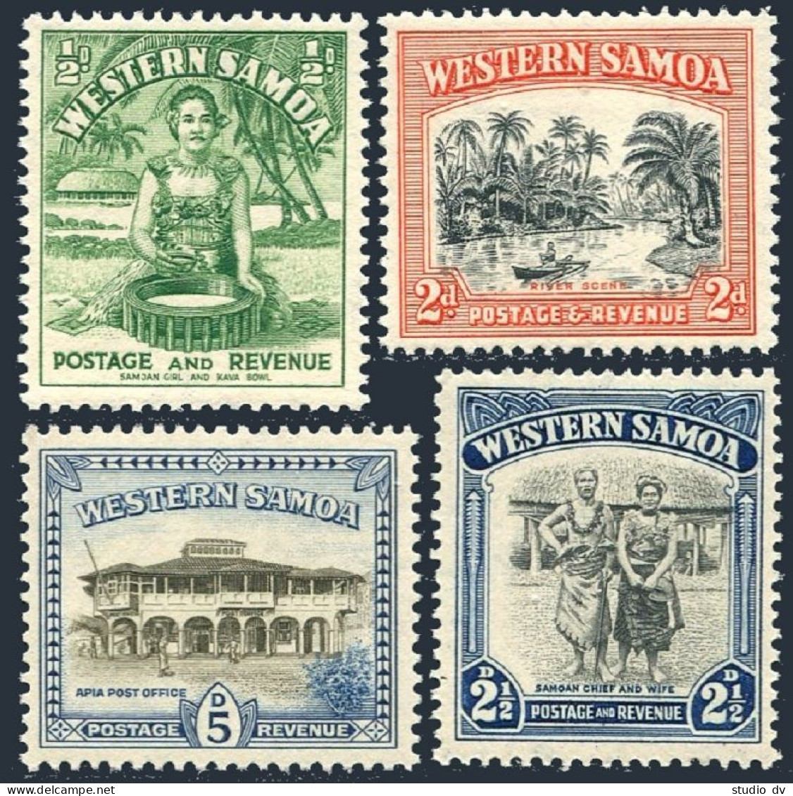 Samoa 186-189, MNH. Mi 89-92. Girl, Kava Bowl, River, Apia Post Office, 1949. - Samoa