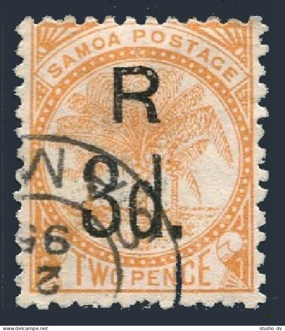 Samoa 25, Used. Michel 20a. Palms, Hand-stamped Surcharge, 1895. - Samoa