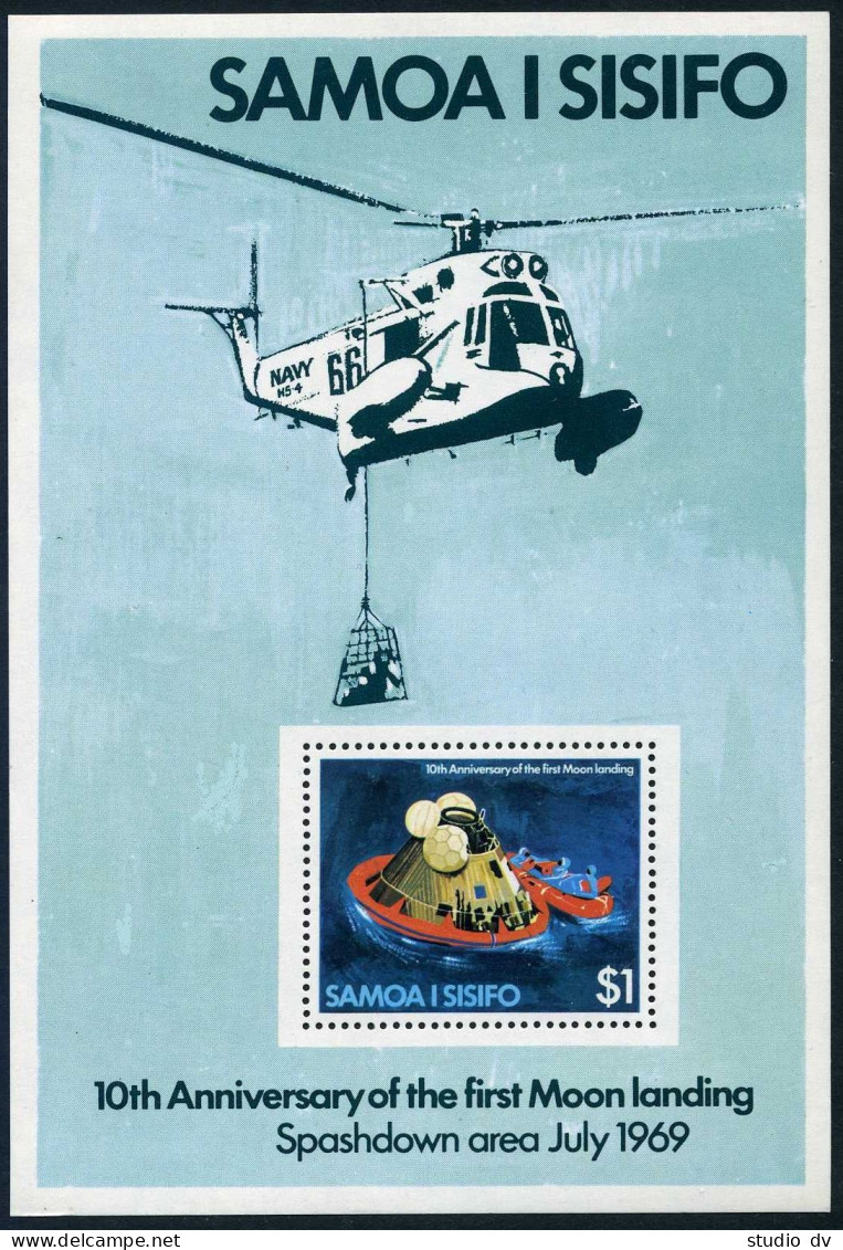 Samoa 512a Sheet, MNH. Michel Bl.18. Moon Landing-10th Ann. 1979. Helicopter. - Samoa (Staat)