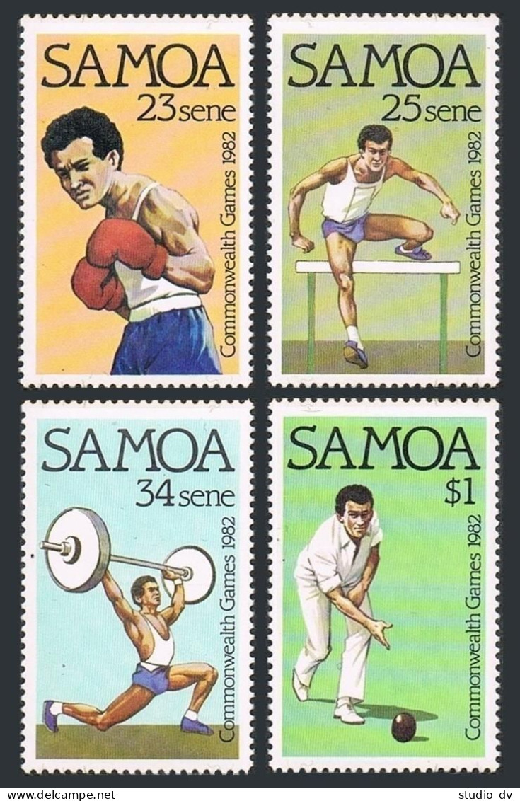 Samoa 579-582 Gutter, MNH. Mi 486-489. 1982. Boxing, Hurdles, Weight Lifting, - Samoa (Staat)