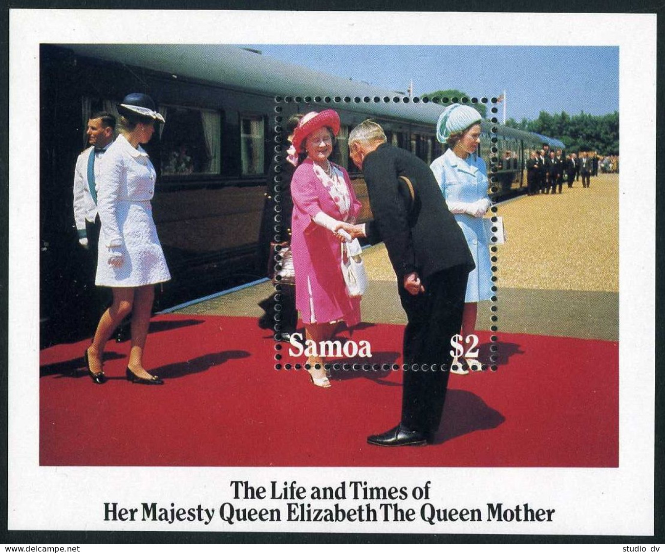 Samoa 653 Sheet, MNH. Queen Mother-85.Arriving At Tattenham Corner Station.1985. - Samoa
